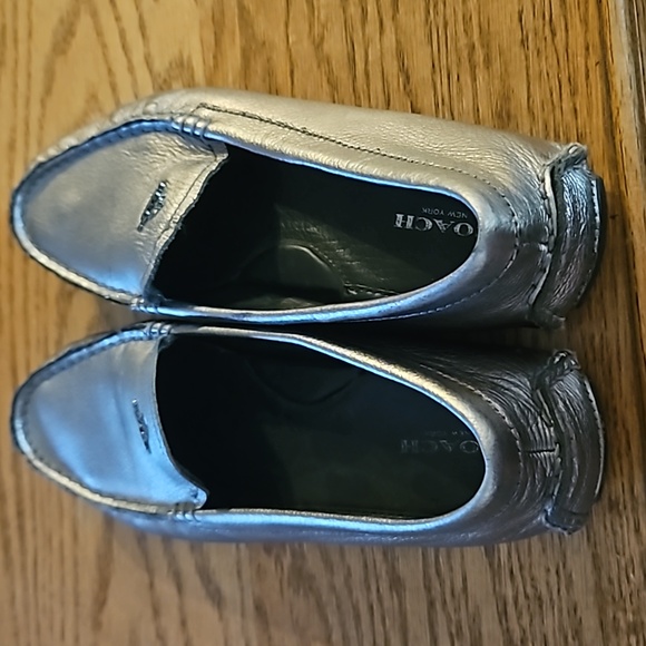 Coach Amber Pebbled Leather Driving loafers shoes Metallic Pewter Woman's 7.5B - Picture 9 of 11